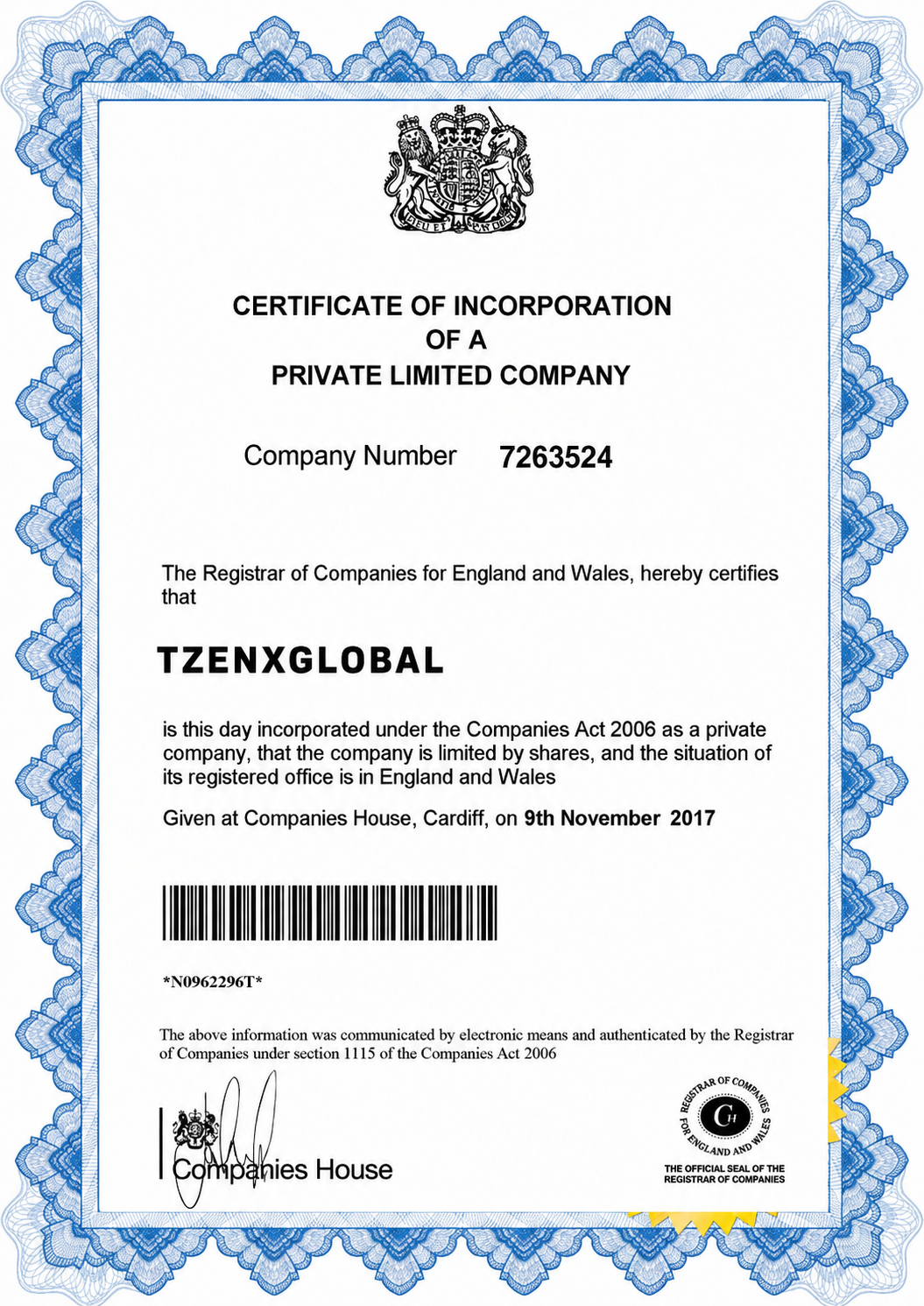 UK Certificate